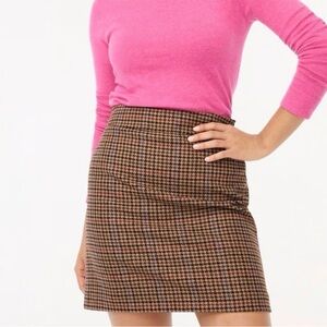 J.Crew Houndstooth Brown Wool-Blend Skirt Sz 2